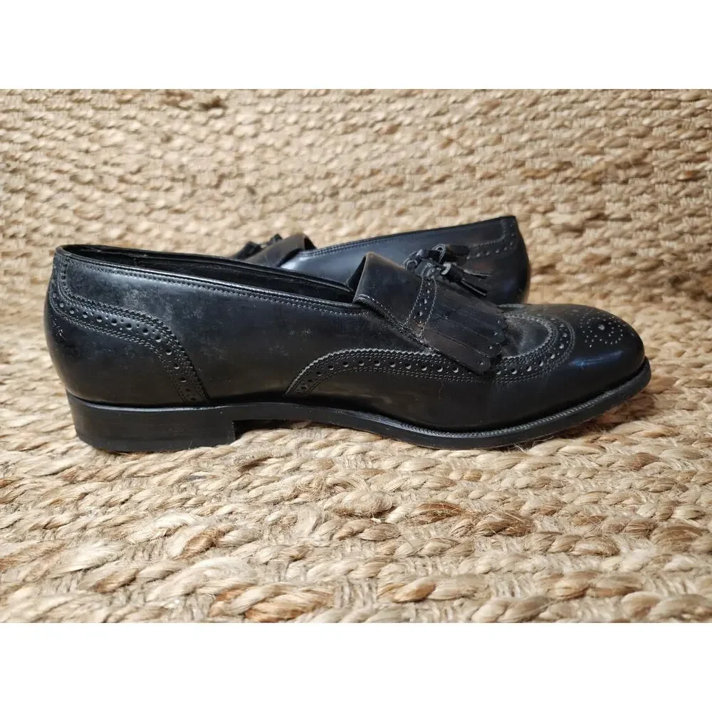 Florsheim Imperial Dress Shoes Men's Sz. 10 Black Wingtip Leather Loafers